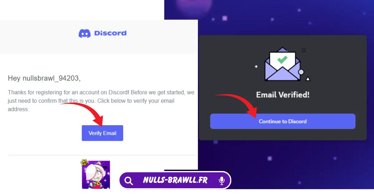 Nulls Brawl Discord Lien du serveur Invite 4 Courriel vérifié avec succès